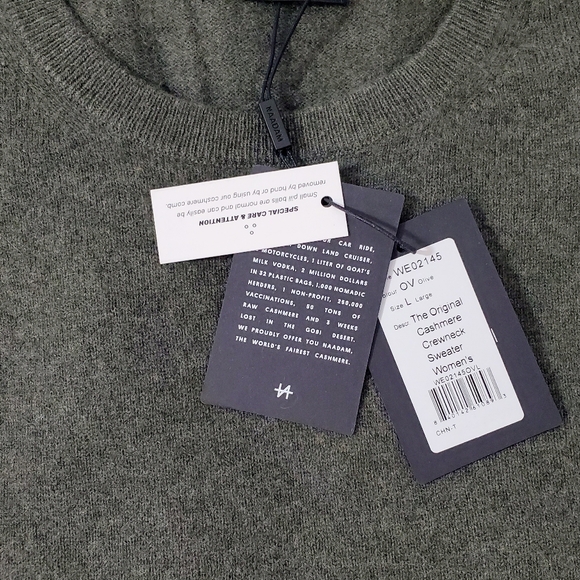 NAADAM The Original Cashmere Crewneck Sweater - Olive Green - Large - NWT - Picture 5 of 10